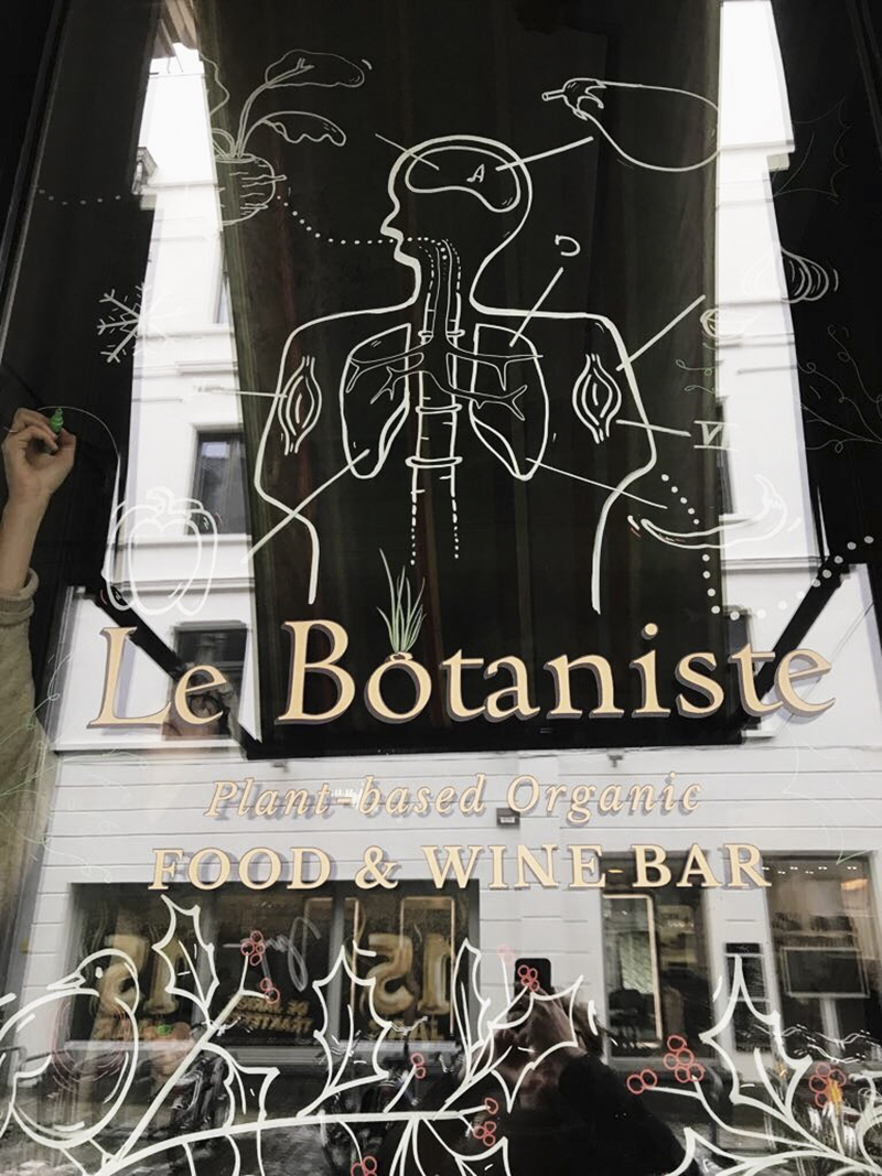 Raamtekening bij Le Botaniste in Gent
